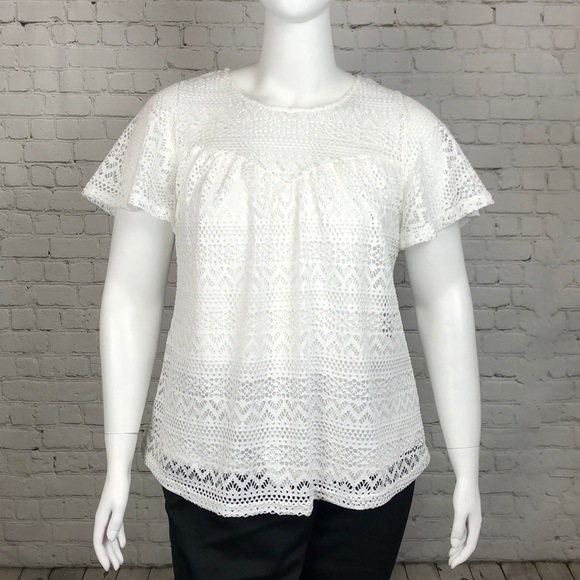 14/16/18 City Chic Serenity White Lace Overlay Top - Picture 2 of 5